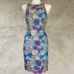 Tubino in pizzo multicolore viola e azzurro
