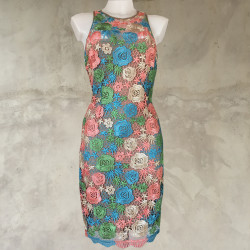 Tubino in pizzo multicolore turchese