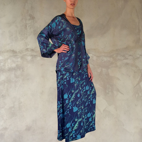 Completo kimono e abito lungo blu notte