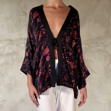 kimono coprispalle in satin di seta